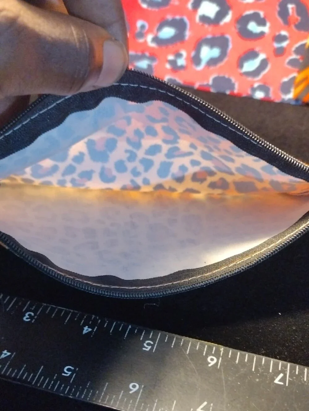 Leopard Print Cosmetic Pouch in Orange and Cream